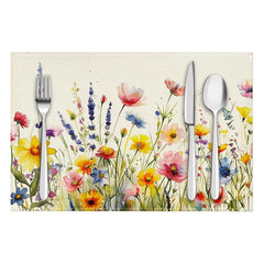 Layoris Colorful Watercolor Floral Placemat Set