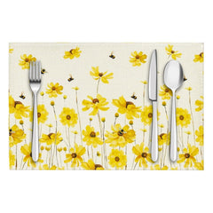 Layoris Hitzebeständiges Tischset mit gelbem Blumenmuster