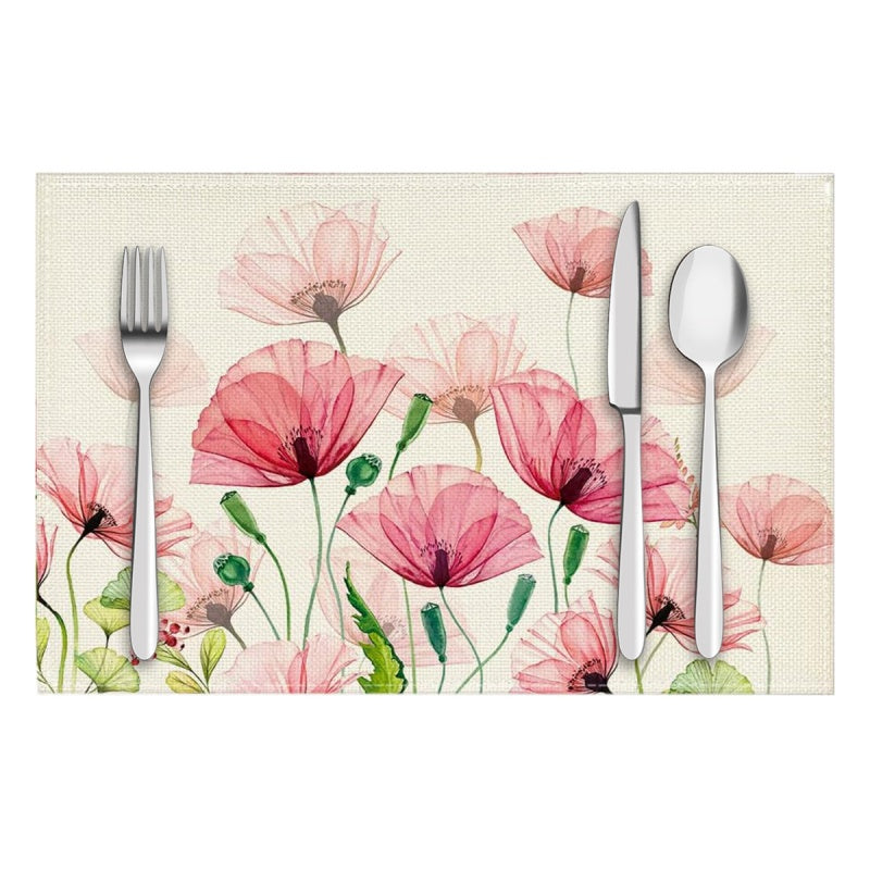 Layoris Tischset mit Aquarell-Blumenmuster in Rot