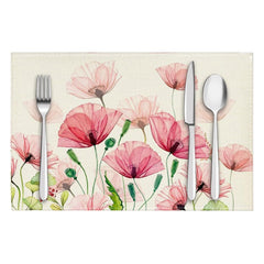 Layoris Tischset mit Aquarell-Blumenmuster in Rot