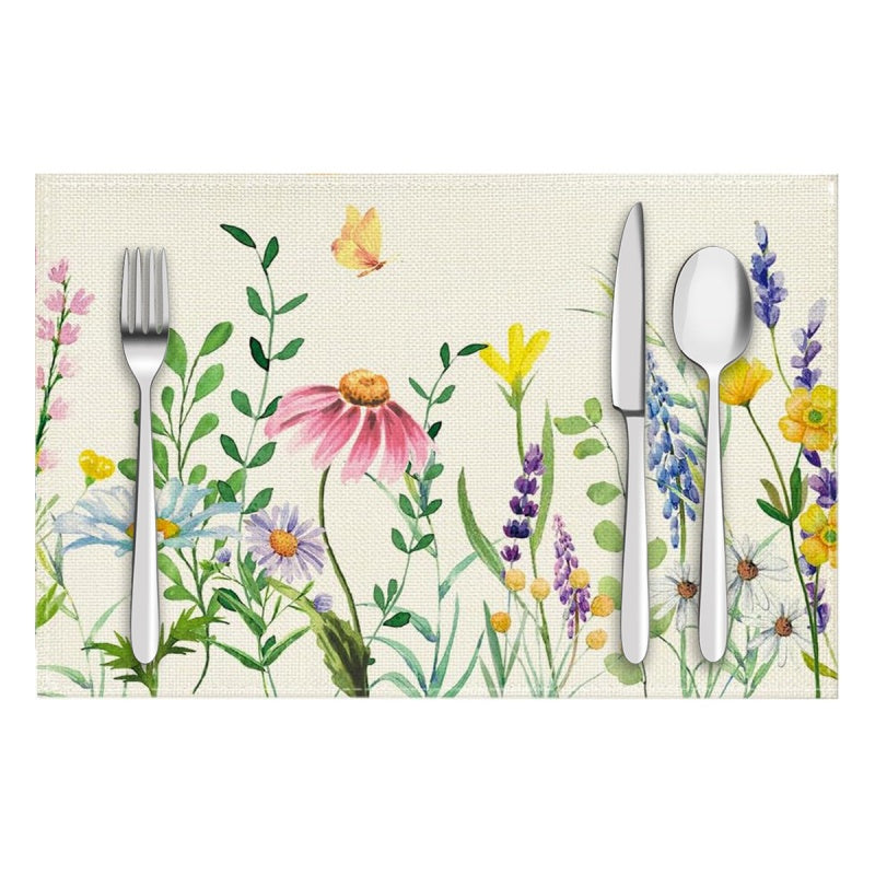 Layoris Tischset mit Blumen und Schmetterlingen