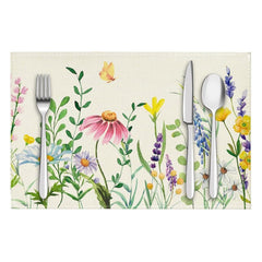 Layoris Tischset mit Blumen und Schmetterlingen
