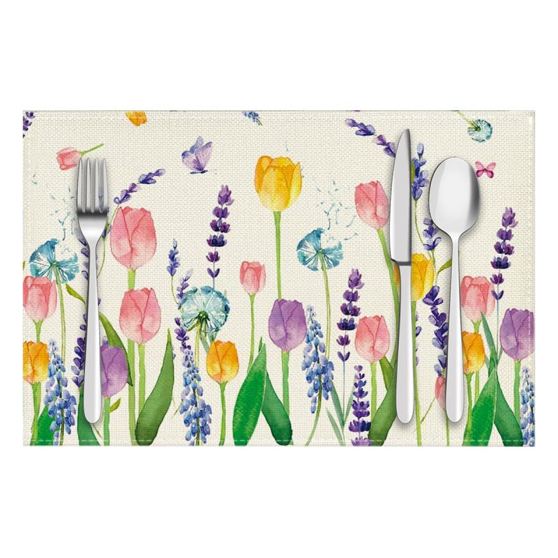 Layoris Blue Colorful Tulips Placemat Set