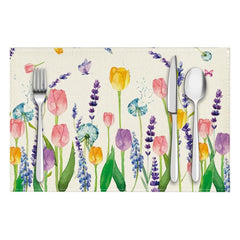 Layoris Blue Colorful Tulips Placemat Set