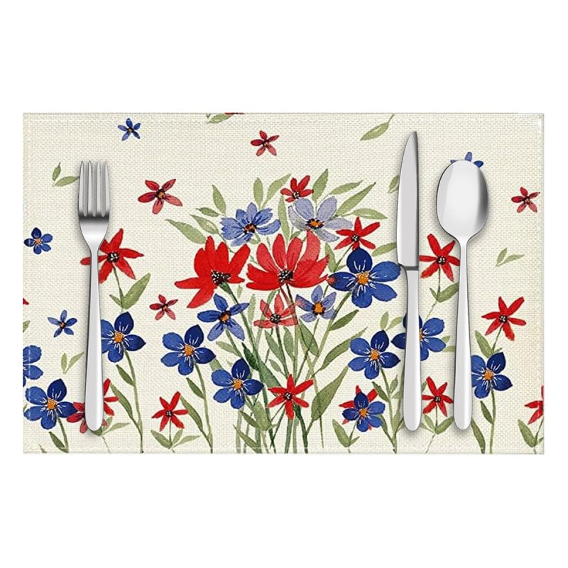 Layoris Tischset mit Wildblumen in Rot und Blau