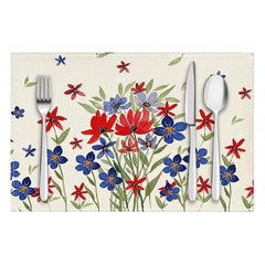 Layoris Tischset mit Wildblumen in Rot und Blau