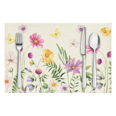 Layoris Green Leaf And Wildflowers Placemat Set