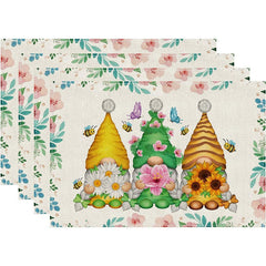 Layoris Spring Gnome Floral Bee Placemat Set