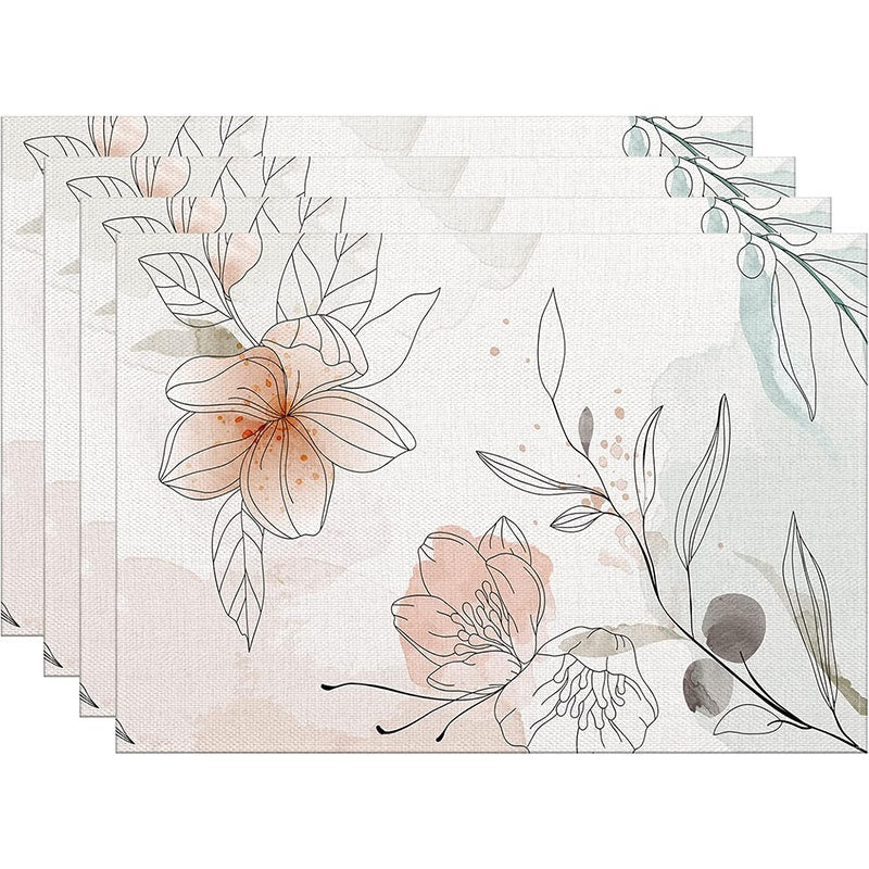 Layoris Ink Painting Flower Placemat Set