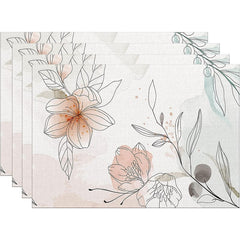 Layoris Ink Painting Flower Placemat Set