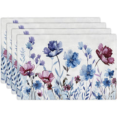 Layoris Abstract Blue Floral Placemat Set