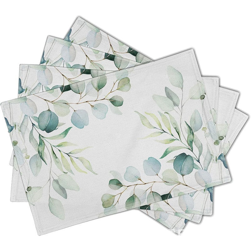Layoris Watercolor Green Leaves Placemat Set