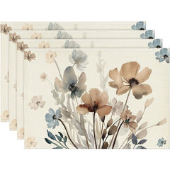 Layoris Ink Brown And Blue Flowers Placemat Set