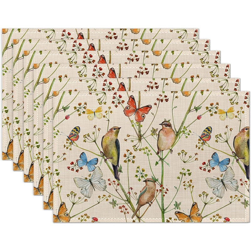 Layoris Vintage Bird Butterfly Placemat Set