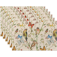 Layoris Vintage Bird Butterfly Placemat Set