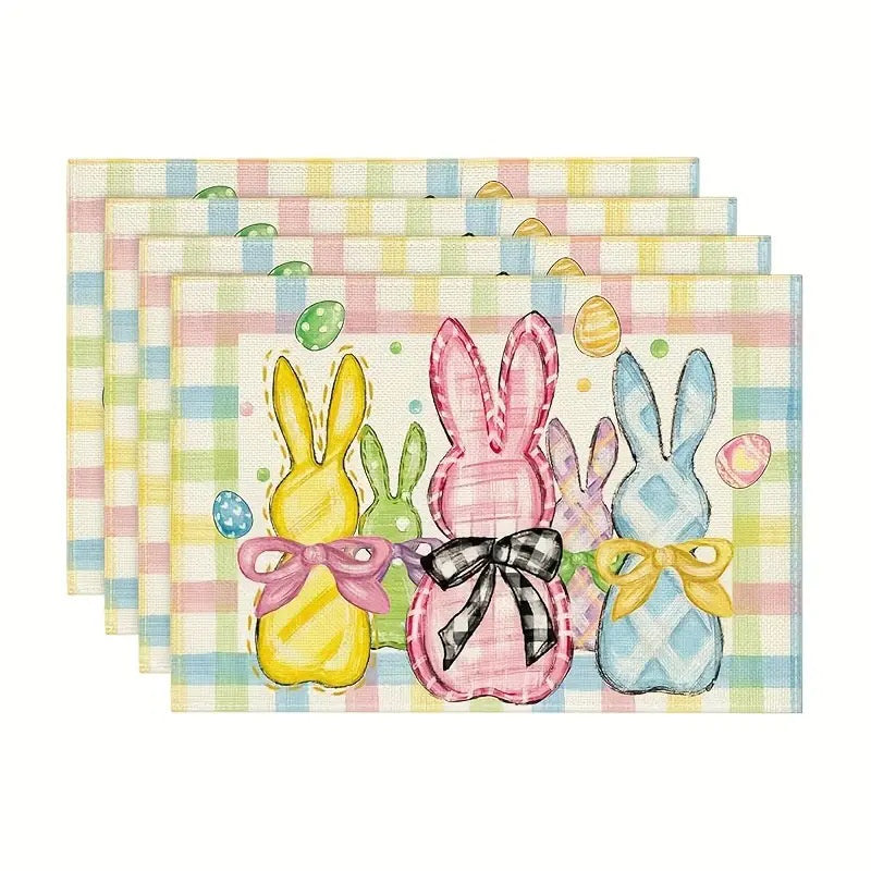 Layoris Easter Egg Bunny Plaid Placemat Set