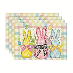 Layoris Easter Egg Bunny Plaid Placemat Set