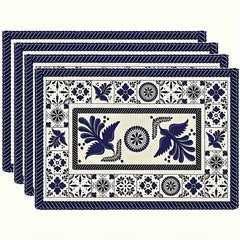 Layoris Blue Flower Pattern Placemat Set