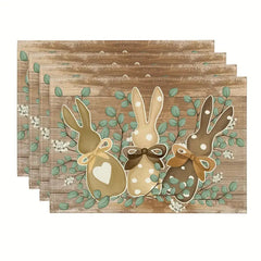 Layoris Wood Grain Rabbit Easter Placemat Set