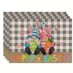 Layoris Dwarf Happy Easter Plaid Placemat Set