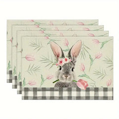 Layoris Cute Bunny With Flowers Easter Placemat Set