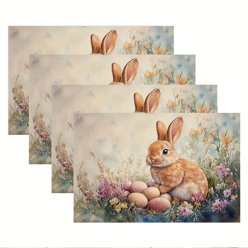 Layoris Realistic Easter Bunny Egg Placemat Set
