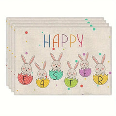 Layoris Six Rabbits Colorful Happy Easter Placemat Set