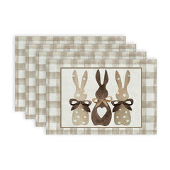 Layoris Simple Rabbit Print Table Decor Placemat Set
