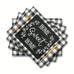 Layoris Sweet Home Black And White Plaid Placemat Set