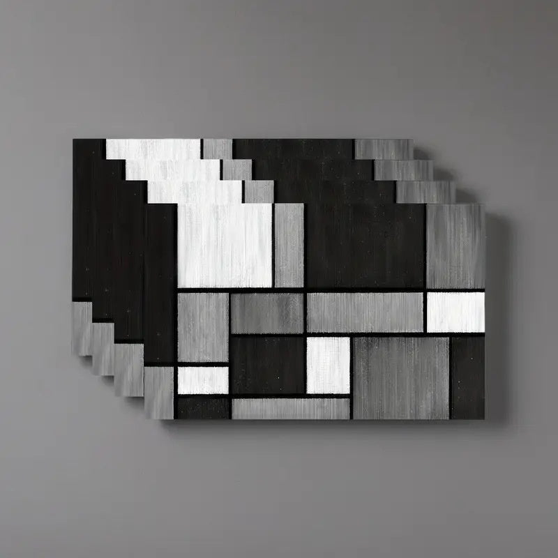 Layoris Black And White Plaid Geometric Placemat Set