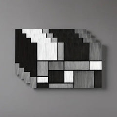 Layoris Black And White Plaid Geometric Placemat Set