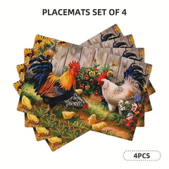 Layoris Farmhouse Rooster And Chick Placemat Set