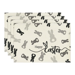 Layoris Gray And Black Rabbit Pattern Placemat Set
