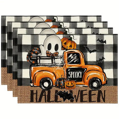 Layoris Pickup Truck Ghost Halloween Placemat Set
