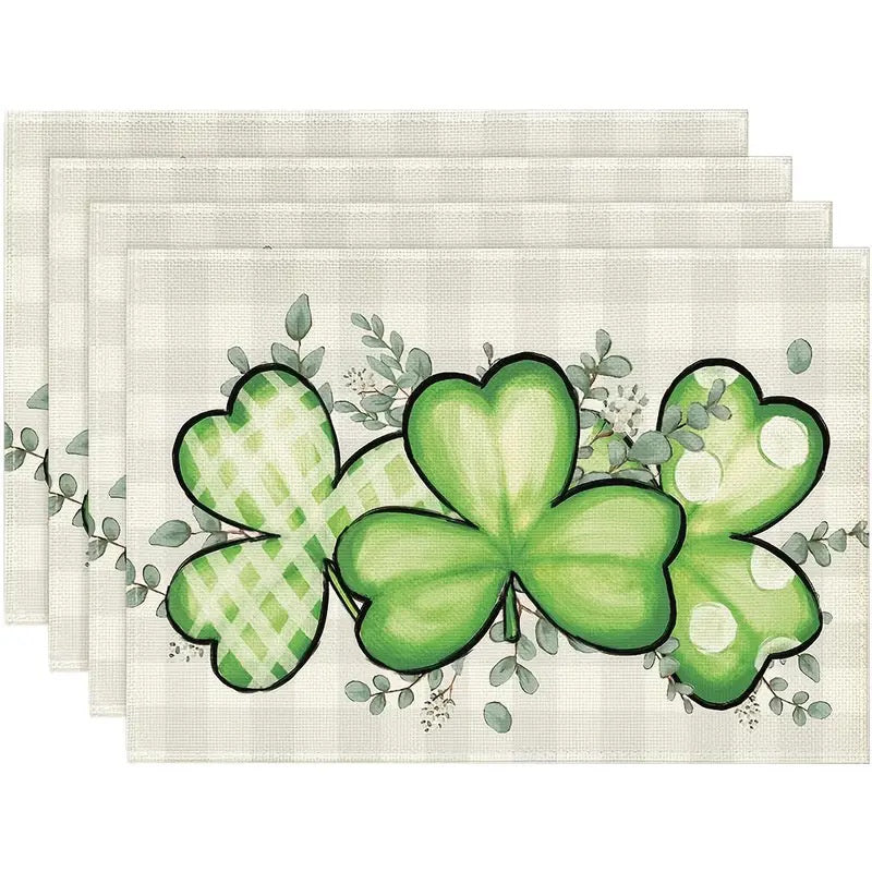 Layoris Clover Grey Plaid Table Decor Placemat Set