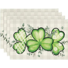 Layoris Clover Grey Plaid Table Decor Placemat Set