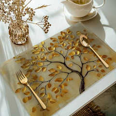 Layoris Gold Fortune Tree Table Decor Placemat Set