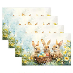 Layoris Rabbit Easter Egg Yellow Flower Placemat Set