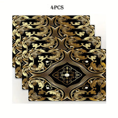 Layoris Gorgeous Golden Floral Linen Placemat Set