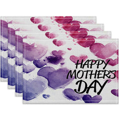 Layoris Pink Purple Love Heart Mother'S Day Placemat Set
