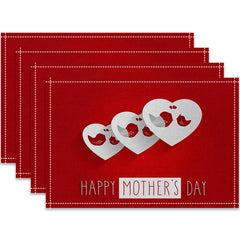 Layoris Love Heart Happy Mother'S Day Red Placemat Set