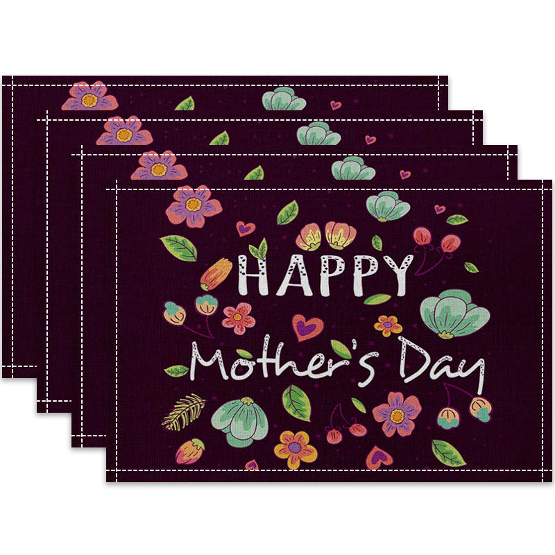 Layoris Floral Happy Mother'S Day Dark Brown Placemat Set