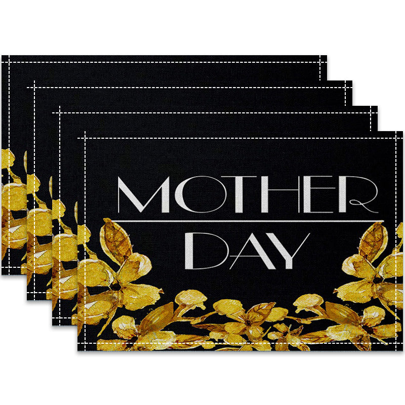 Layoris Happy Mother'S Day Black Gold Placemat Set