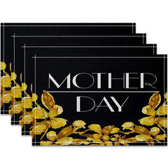 Layoris Happy Mother'S Day Black Gold Placemat Set