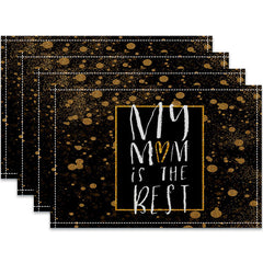 Layoris My Mom Is The Best Black Gold Placemat Set