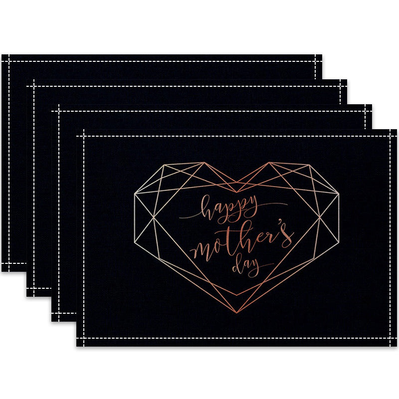 Layoris Love Heart Happy Mother'S Day Black Placemat Set