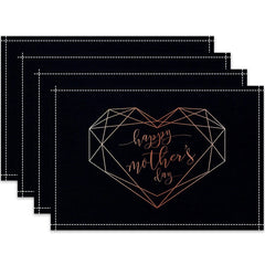 Layoris Love Heart Happy Mother'S Day Black Placemat Set