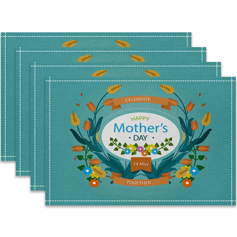 Layoris Wreath Happy Mother'S Day Teal Placemat Set