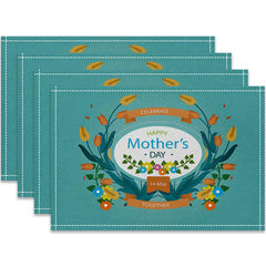 Layoris Wreath Happy Mother'S Day Teal Placemat Set