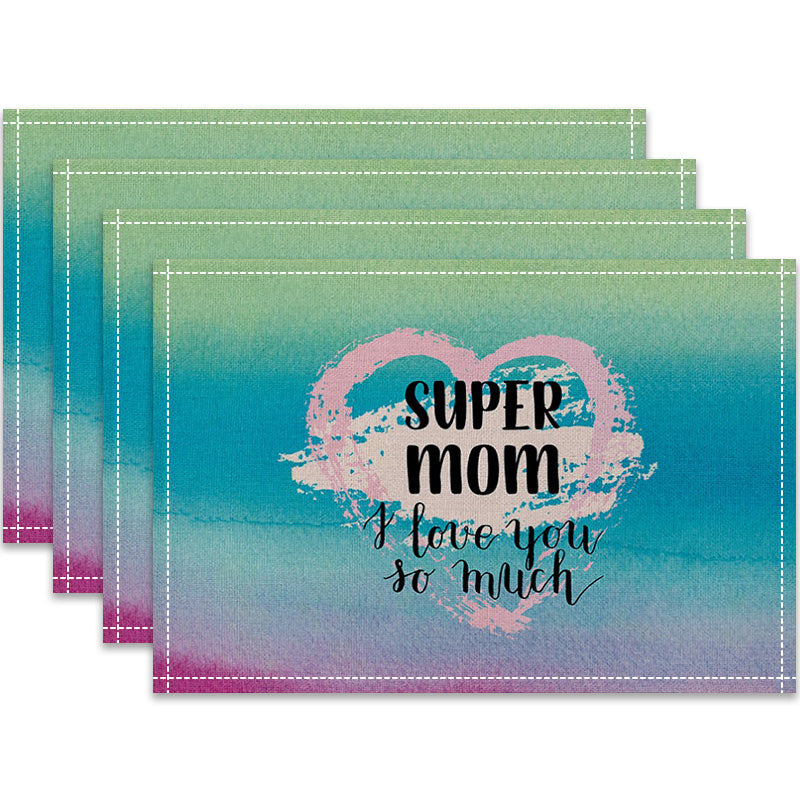 Layoris Super Mom Mother'S Day Green Blue Placemat Set